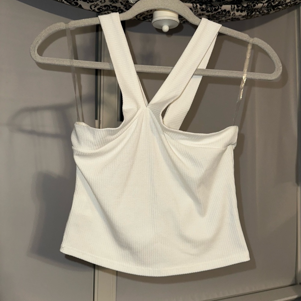 White Ribbed Women's Top